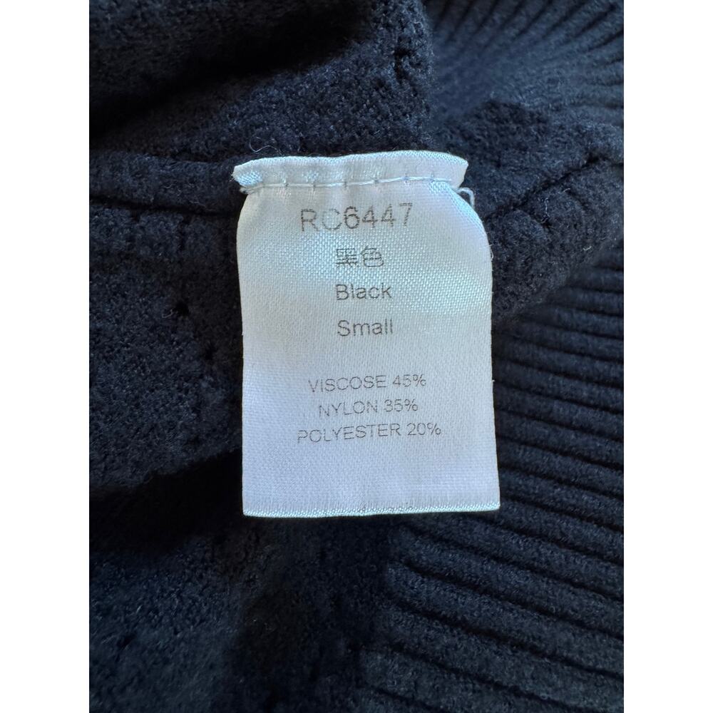 Black Semi-Sheer V-Neck Short Sleeve Sweater - Picture 6 of 7